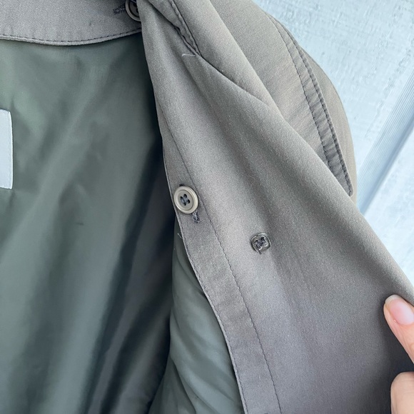 Vintage London Fog Trench Coat Size 4 Olive Taupe Made USA Button-in Liner EUC - Picture 14 of 15